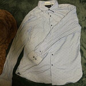 Cactus man dress shirt blue with dark blue dots and lines size medium